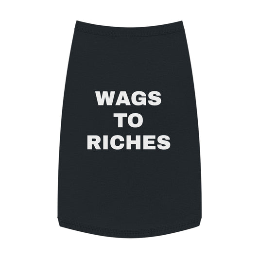 WAGS TO RICHES (WHITE TEXT) DOG T-SHIRT