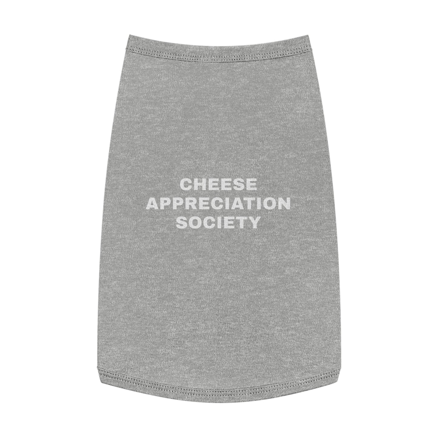 CHEESE APPRECIATION SOCIETY (WHITE TEXT) DOG T-SHIRT