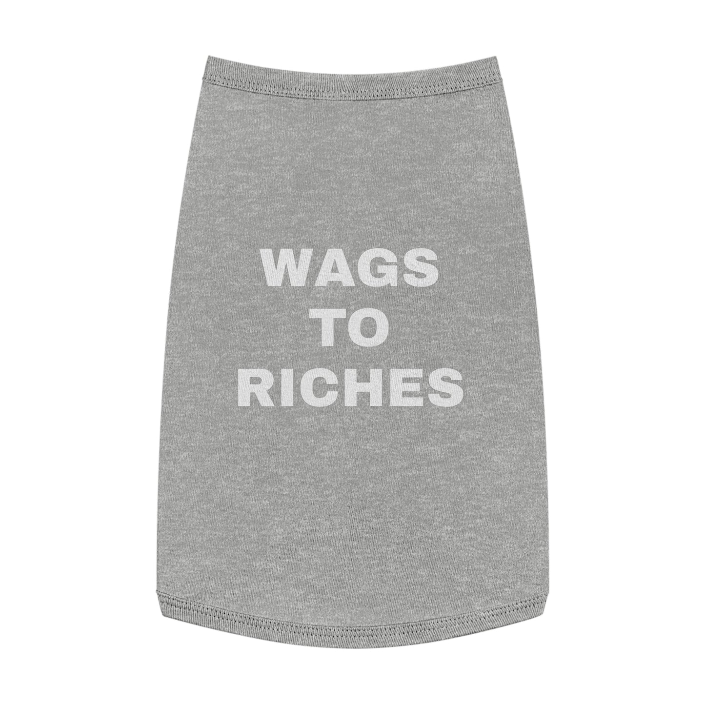 WAGS TO RICHES (WHITE TEXT) DOG T-SHIRT