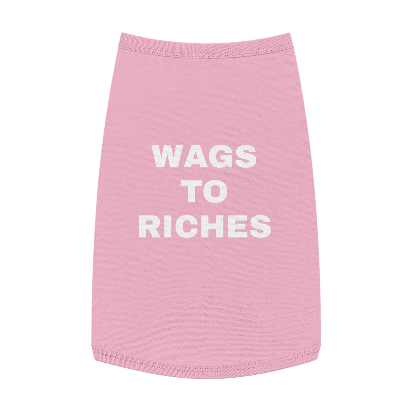 WAGS TO RICHES (WHITE TEXT) DOG T-SHIRT