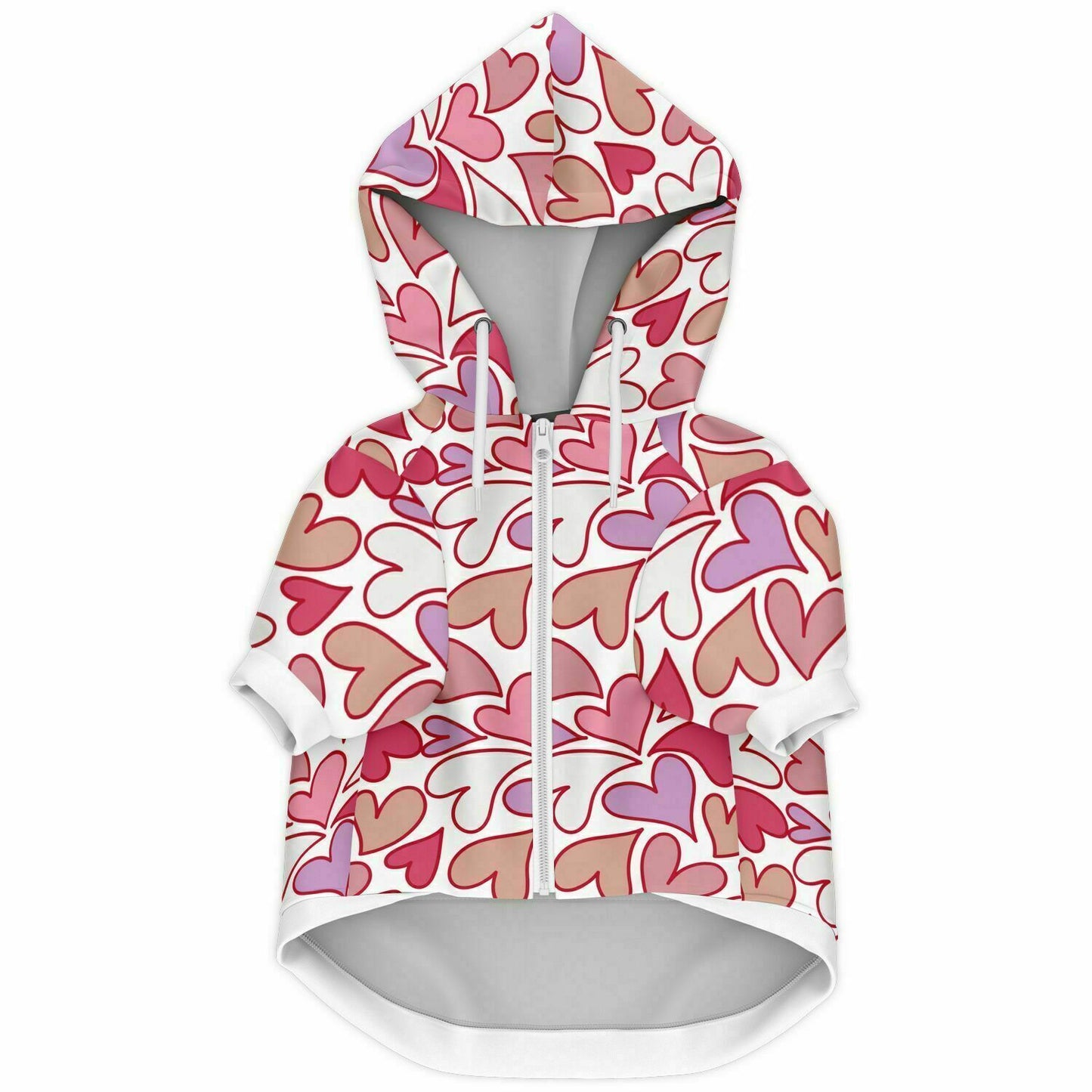 PRETTY-PINK HEARTS DOG HOODIE