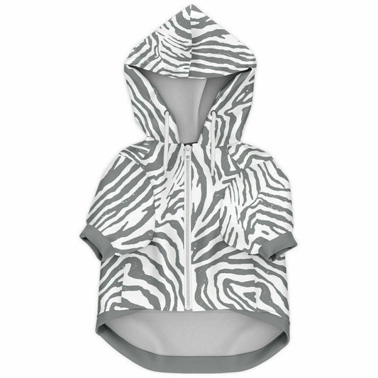 GREY ZEBRA DOG HOODIE