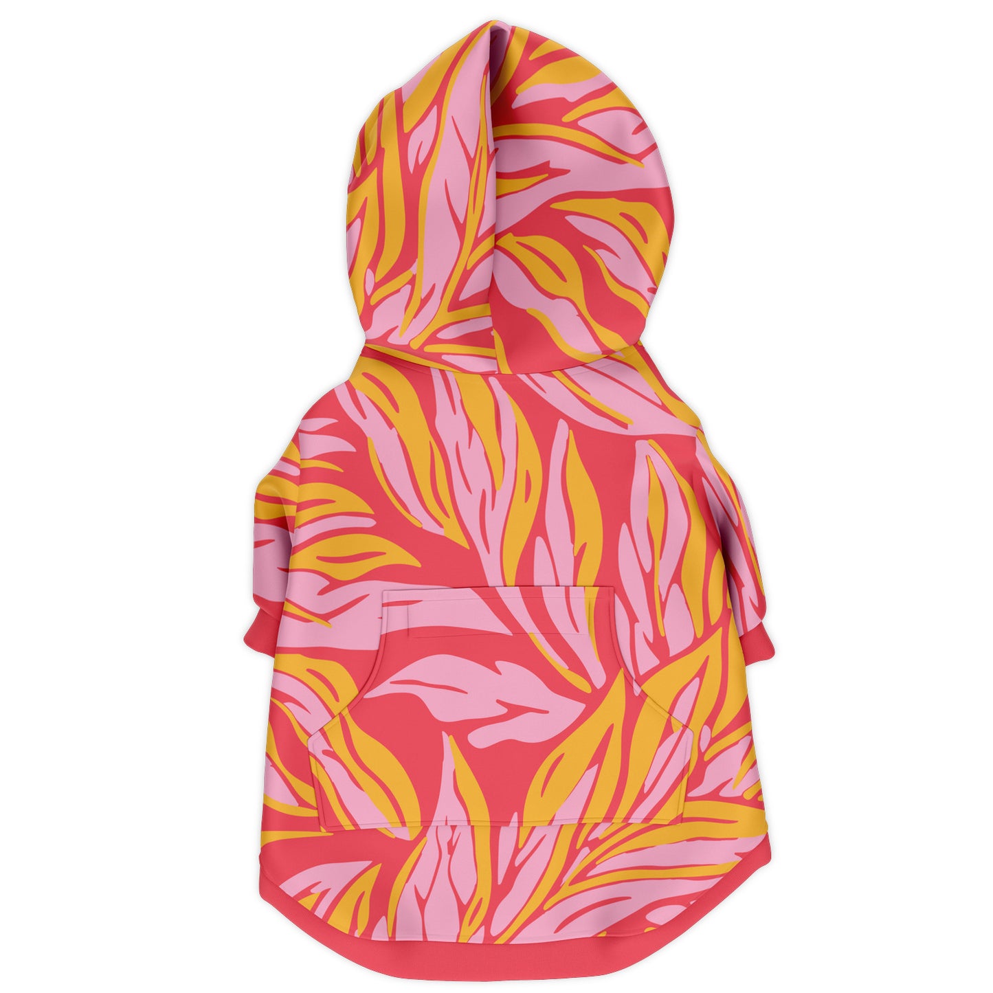 PINK-CUSTARD LEAF DOG HOODIE