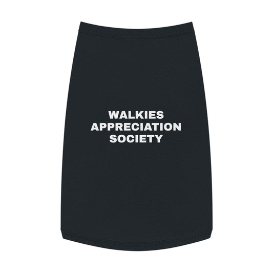 WALKIES APPRECIATION SOCIETY (WHITE TEXT) DOG T-SHIRT