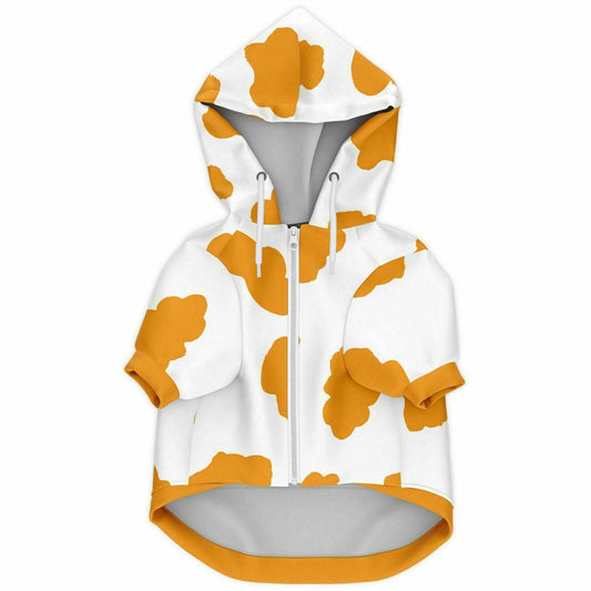 Front preview of Amber Cow dog hoodie.