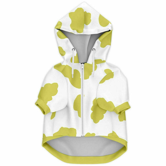 Front preview of Apple Cow dog hoodie.