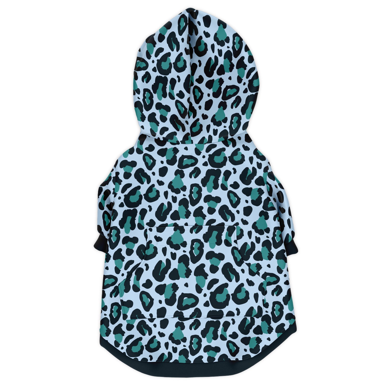 Back preview of Aqua Leopard dog hoodie.