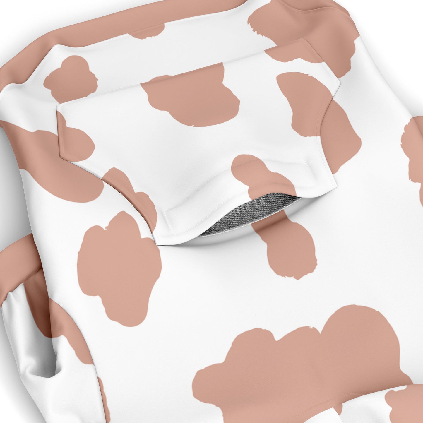 Pocket preview of Beige Cow dog hoodie.