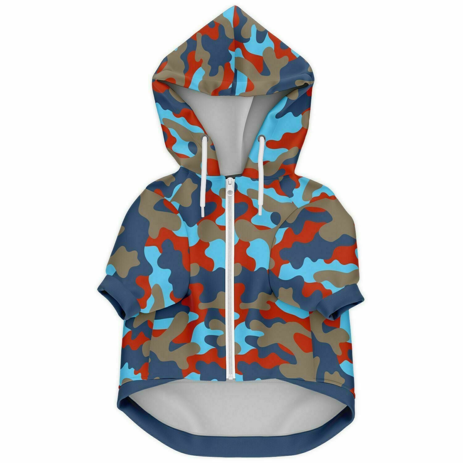 Front preview of Blue Steel Camo dog hoodie.