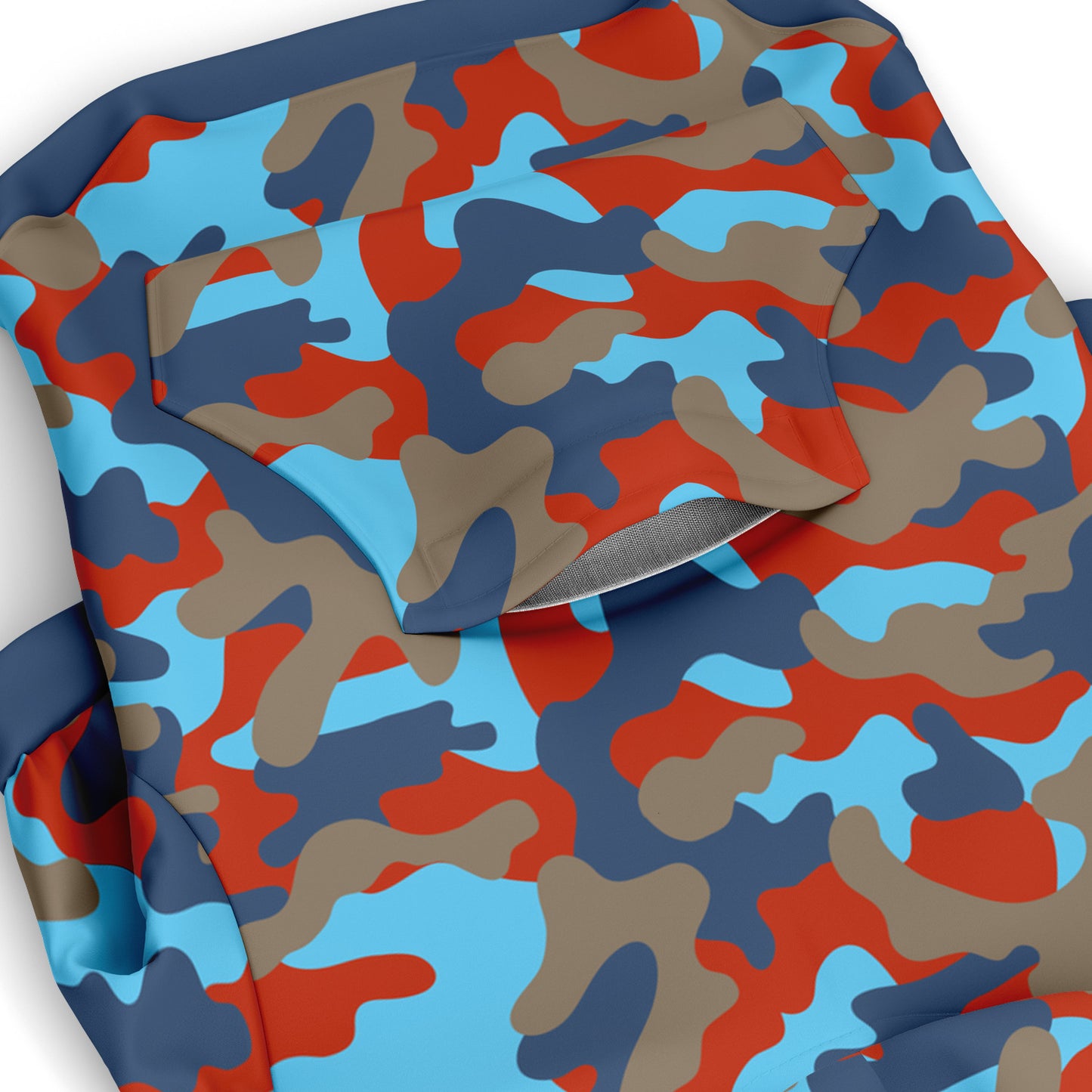 Pocket preview of Blue Steel Camo dog hoodie.