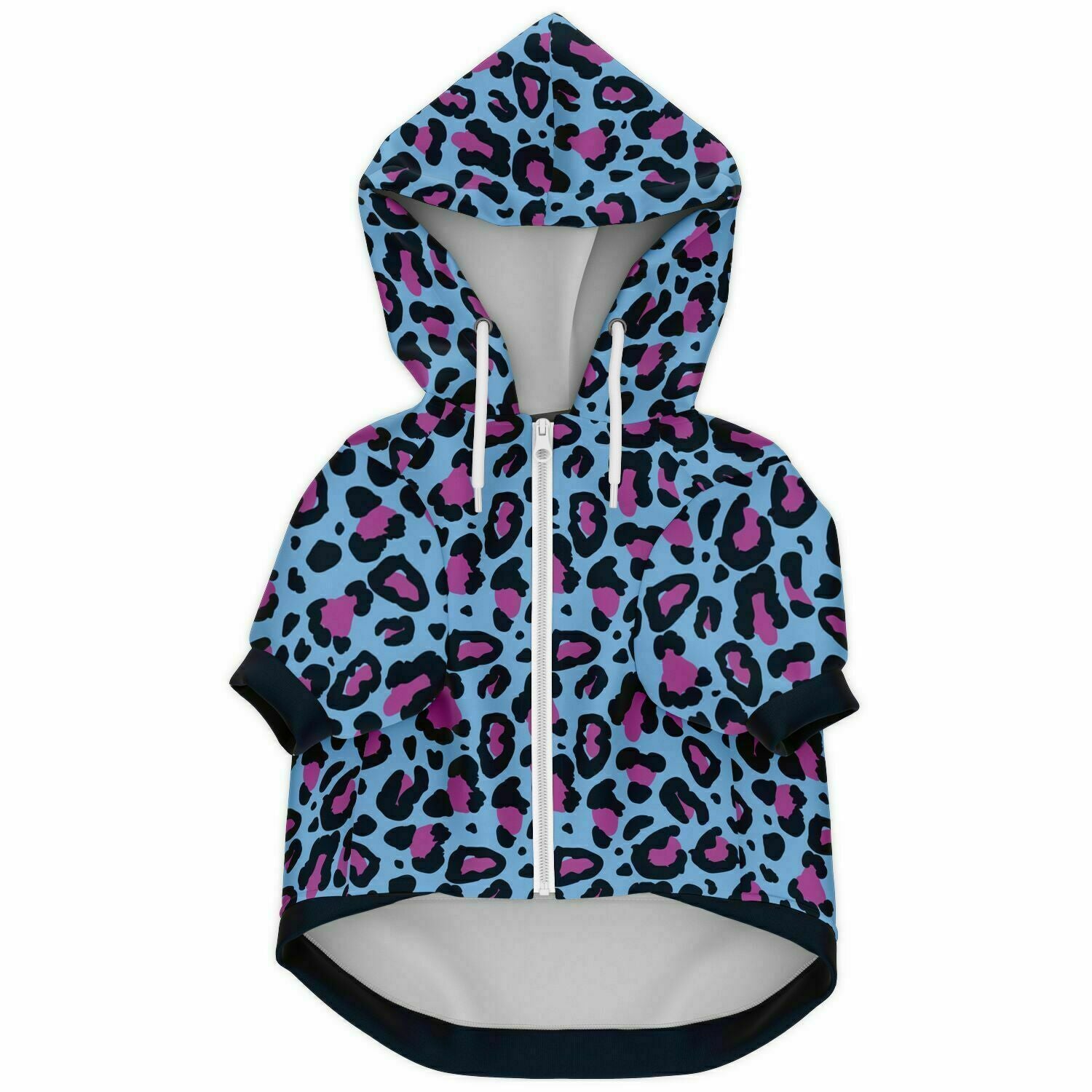 Front preview of Blueberry Leopard dog hoodie.