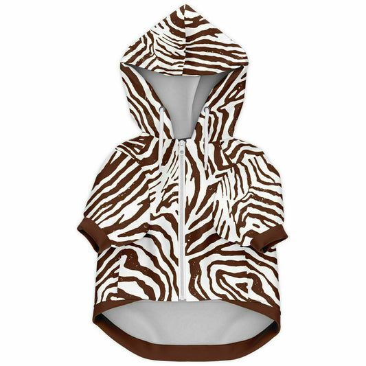 Front preview of Brown Zebra dog hoodie.