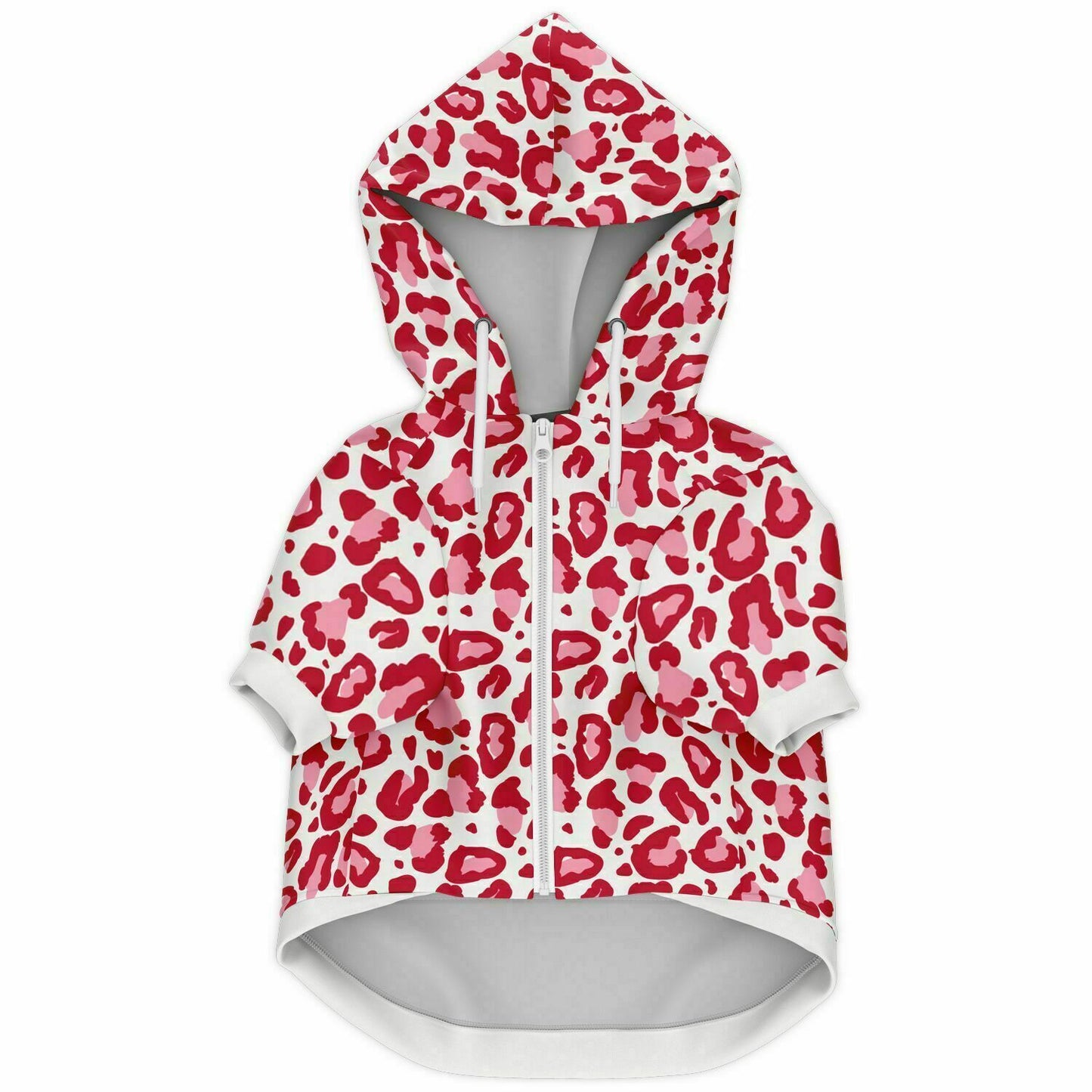 Front preview of Bubblegum Leopard dog hoodie.