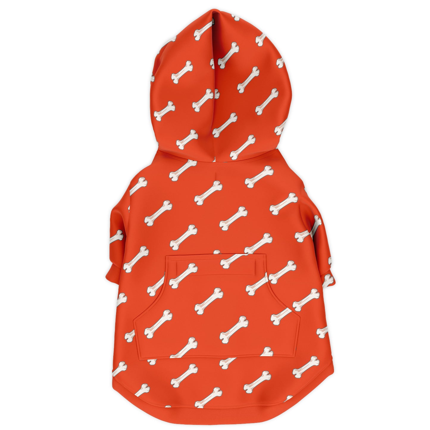 Back preview of Burnt Orange Bones dog hoodie.