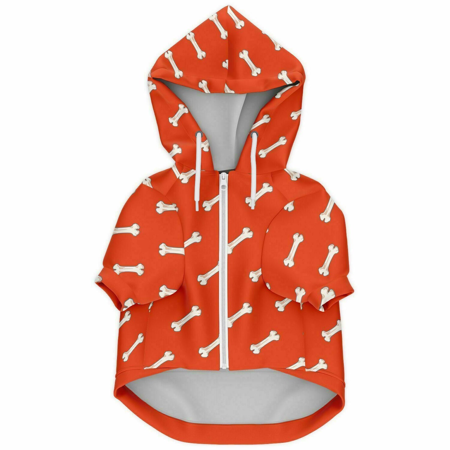 Front preview of Burnt Orange Bones dog hoodie.