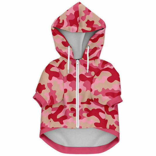 Front preview of Candy Blush Camo dog hoodie.