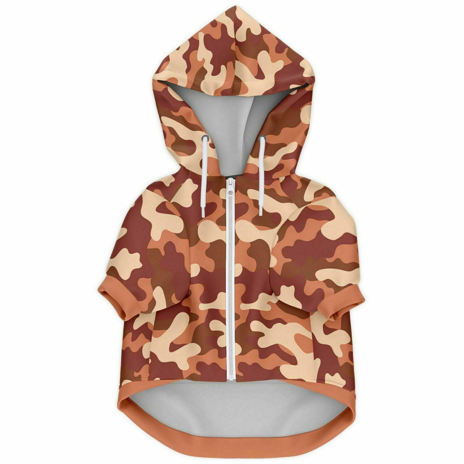 Front preview of Caramel Crunch Camo dog hoodie.