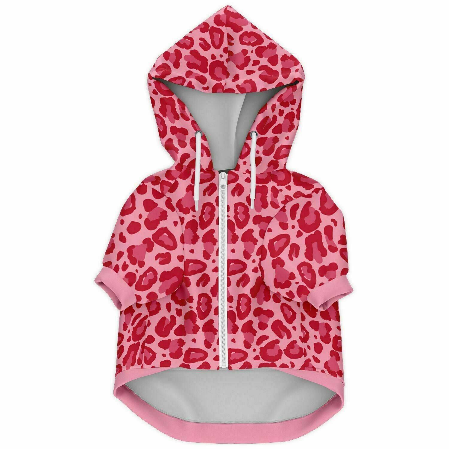 Front preview of Cherry Blossom Leopard dog hoodie.