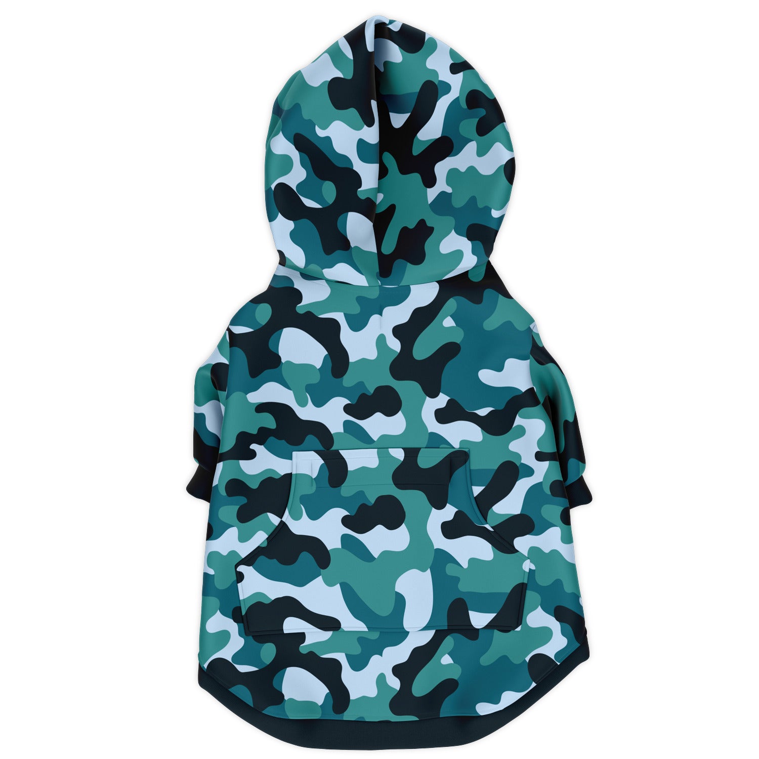 Back preview of Classic Aqua Camo dog hoodie.