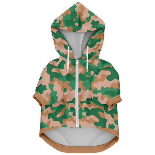 Front preview of Classic Army Camo dog hoodie.