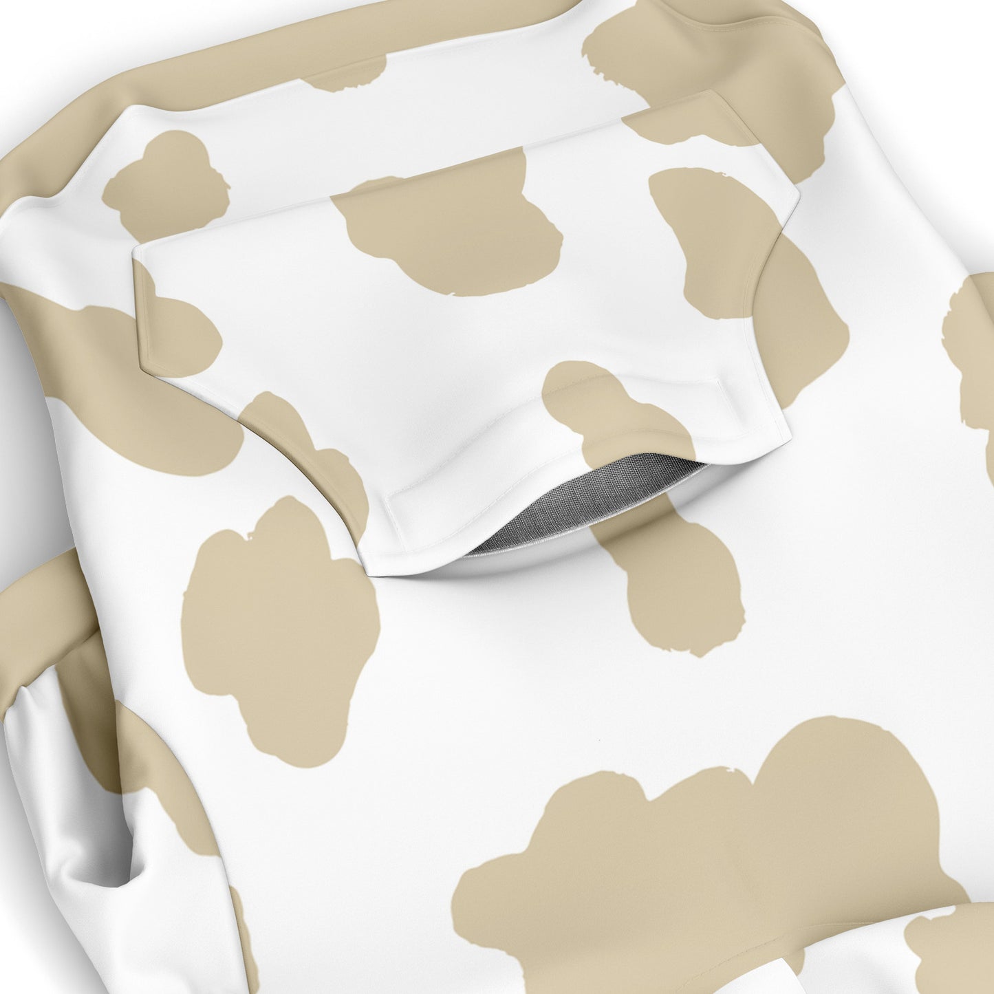 Pocket preview of Cream Cow dog hoodie.