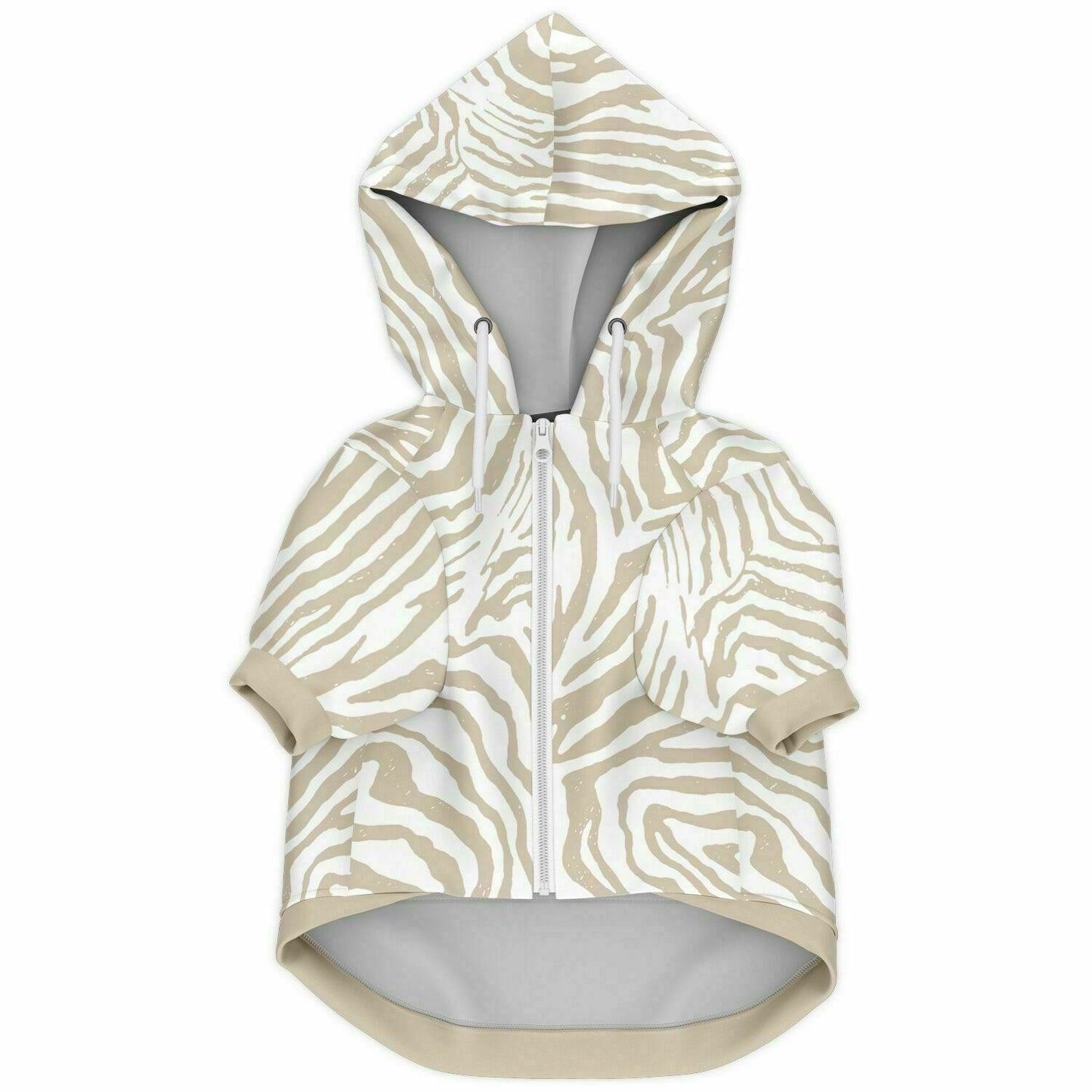 Front preview of Cream Zebra dog hoodie.