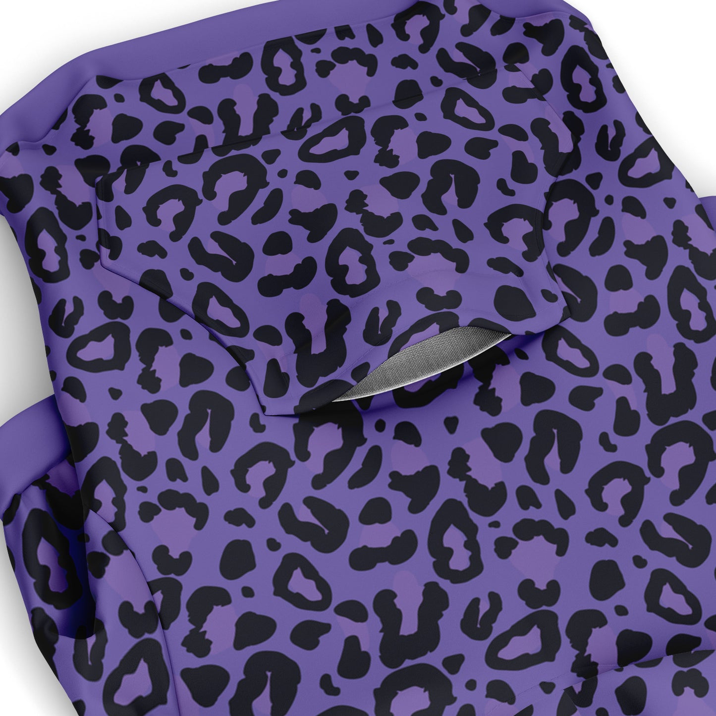 Pocket preview of Deep Purple Leopard dog hoodie.