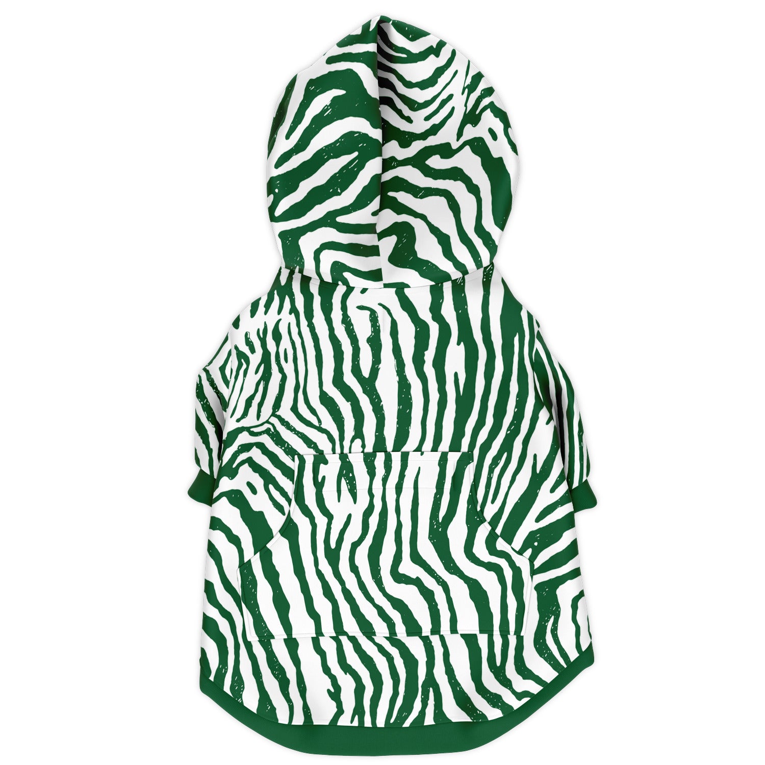 Back preview of Forest-Green Zebra dog hoodie.