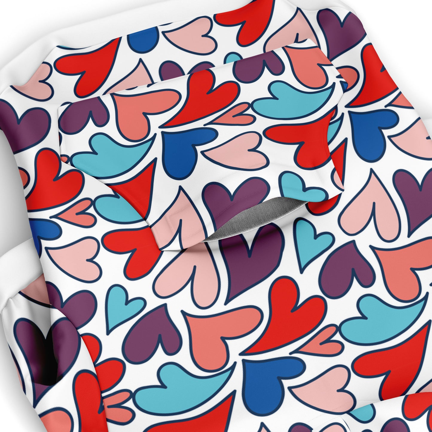 Pocket preview of French Kiss Hearts dog hoodie.