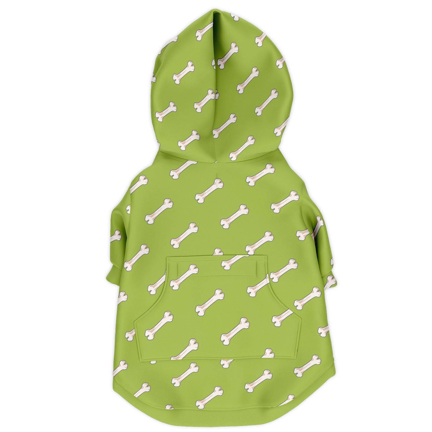 Back preview of Green Bones dog hoodie.