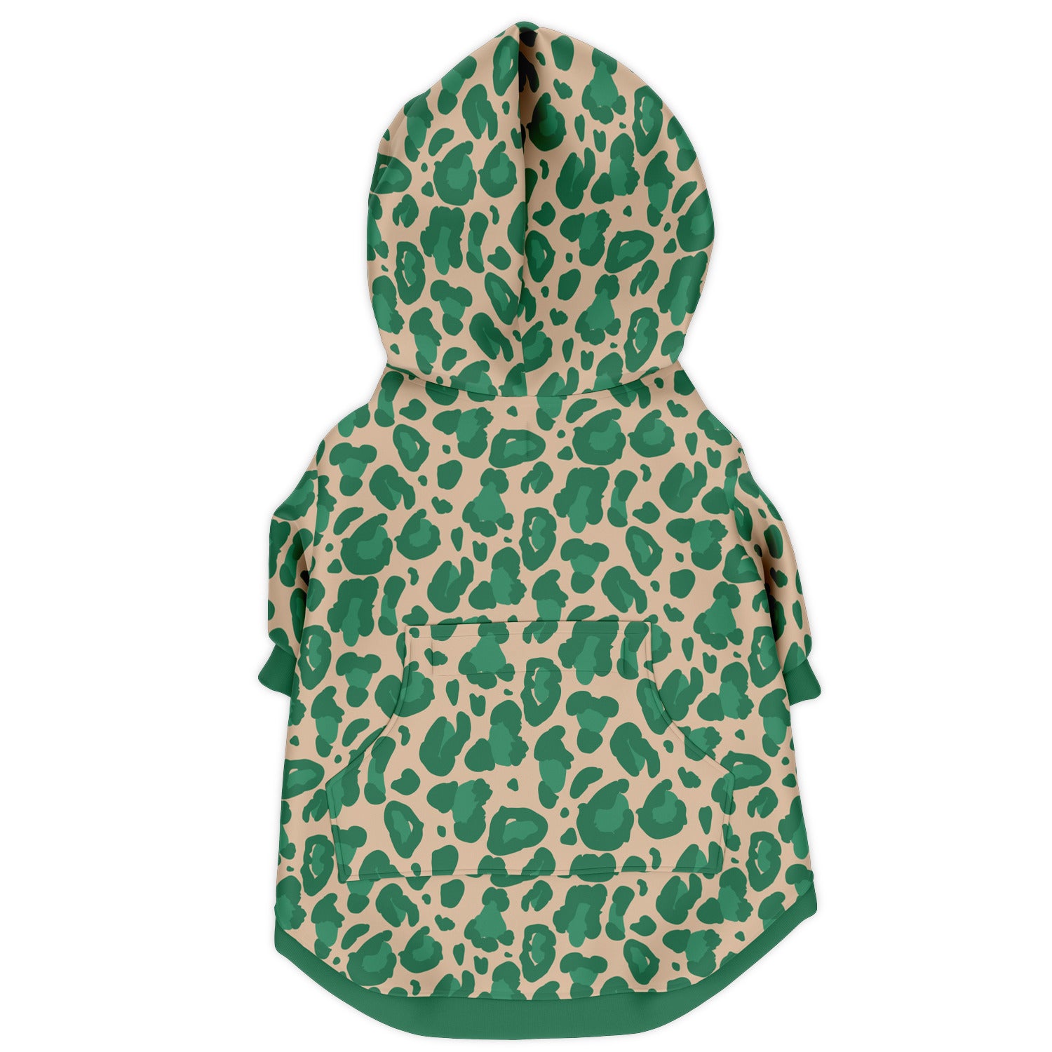 Back preview of Green Leopard dog hoodie.