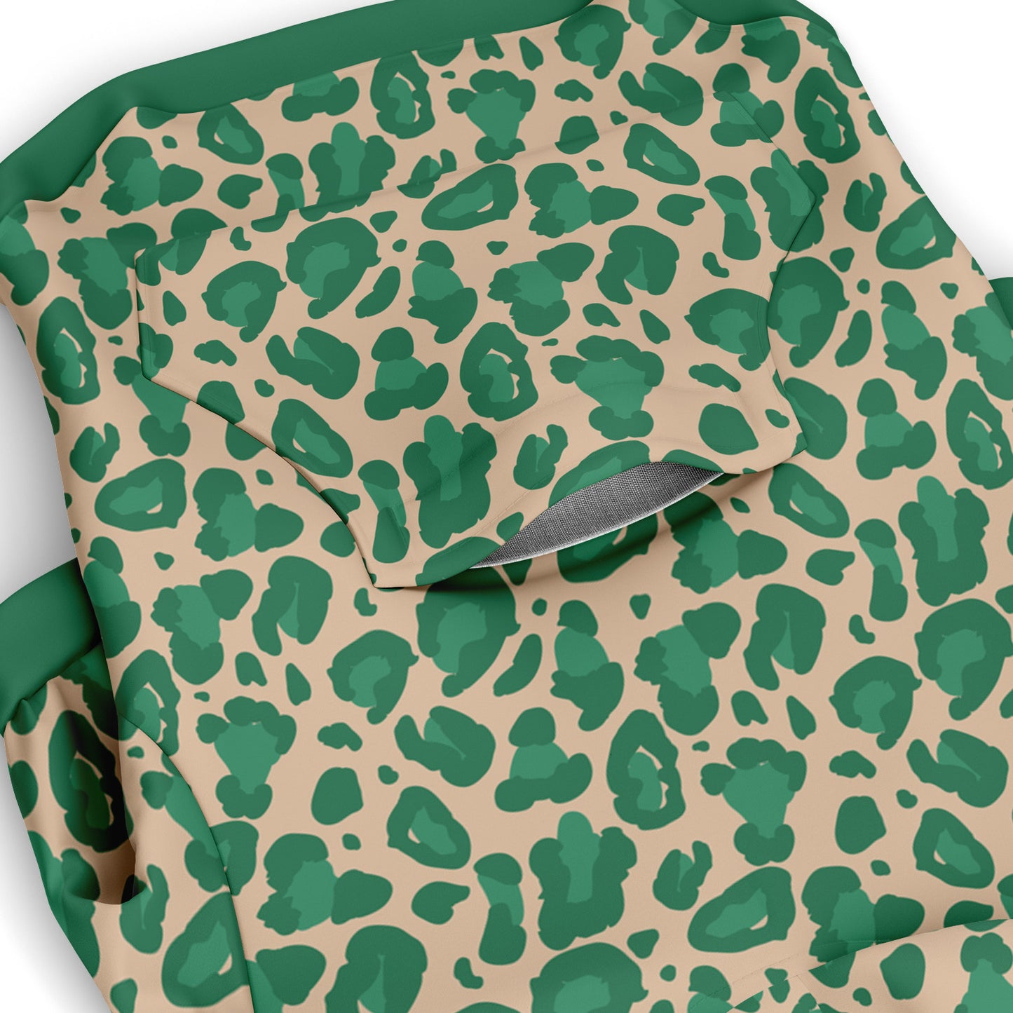 Pocket preview of Green Leopard dog hoodie.