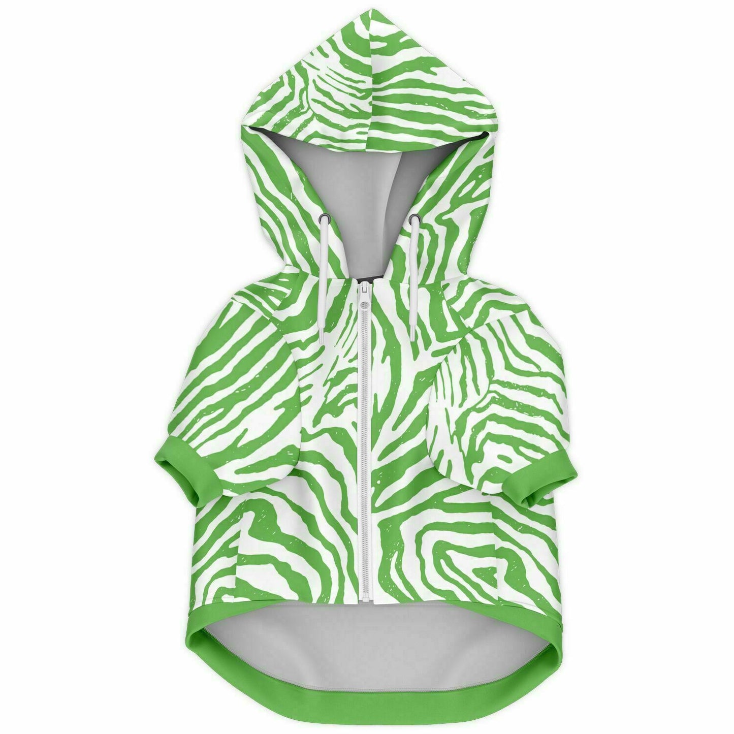 Front preview of Green Zebra dog hoodie.