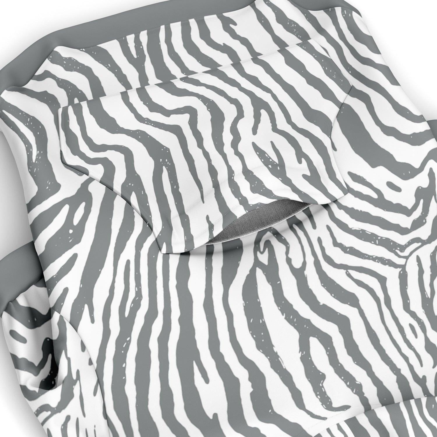 Pocket preview of Grey Zebra dog hoodie.