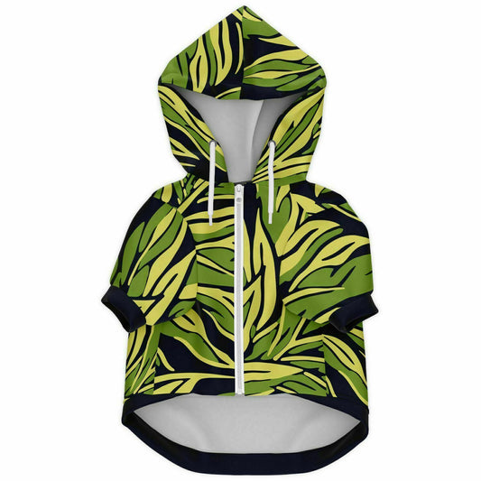 Front preview of Jungle Leaf dog hoodie.