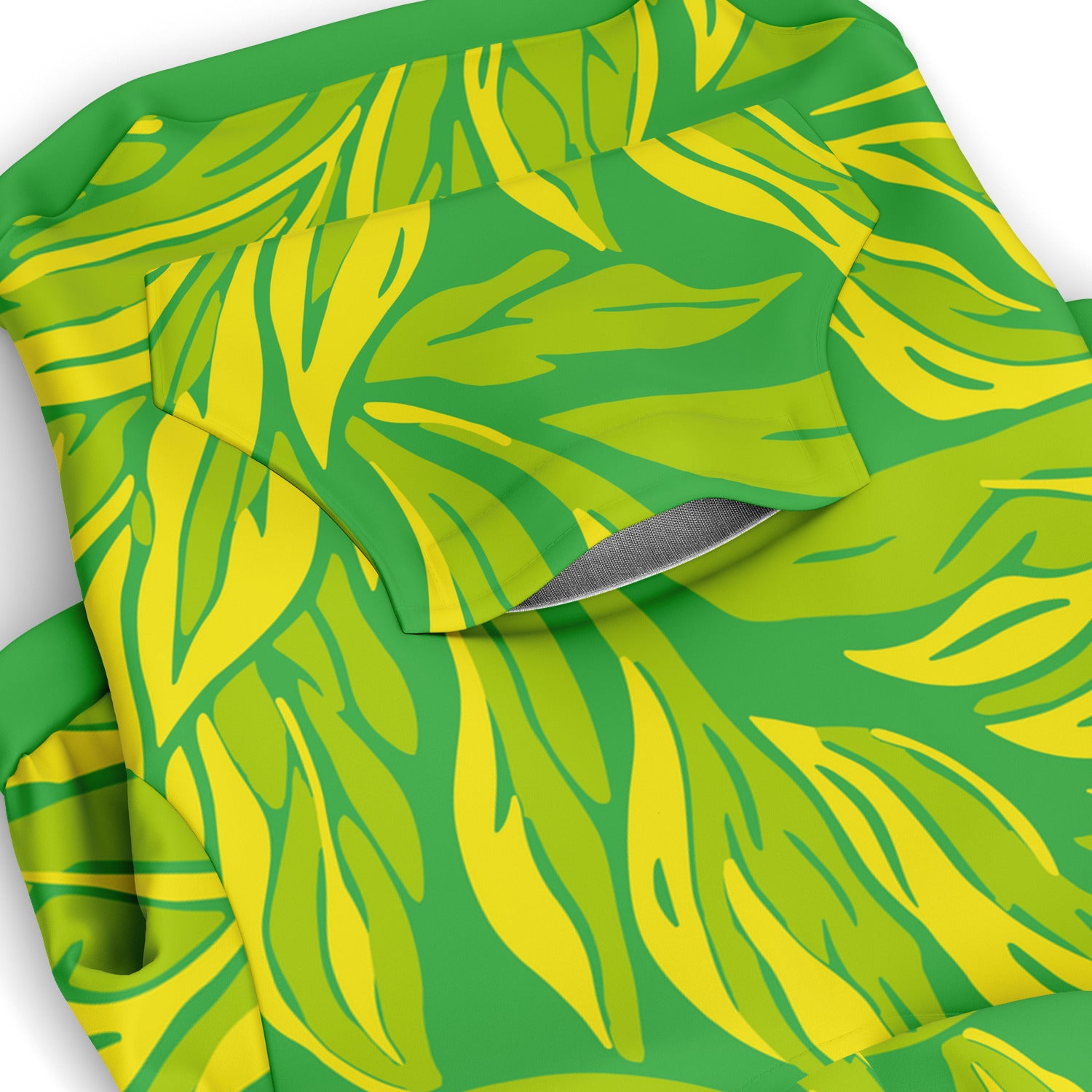 Pocket preview of Lime Leaf dog hoodie.