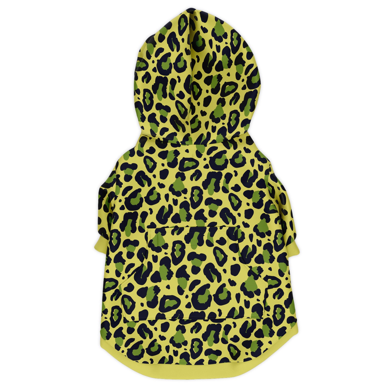 Back preview of Lime Leopard dog hoodie.