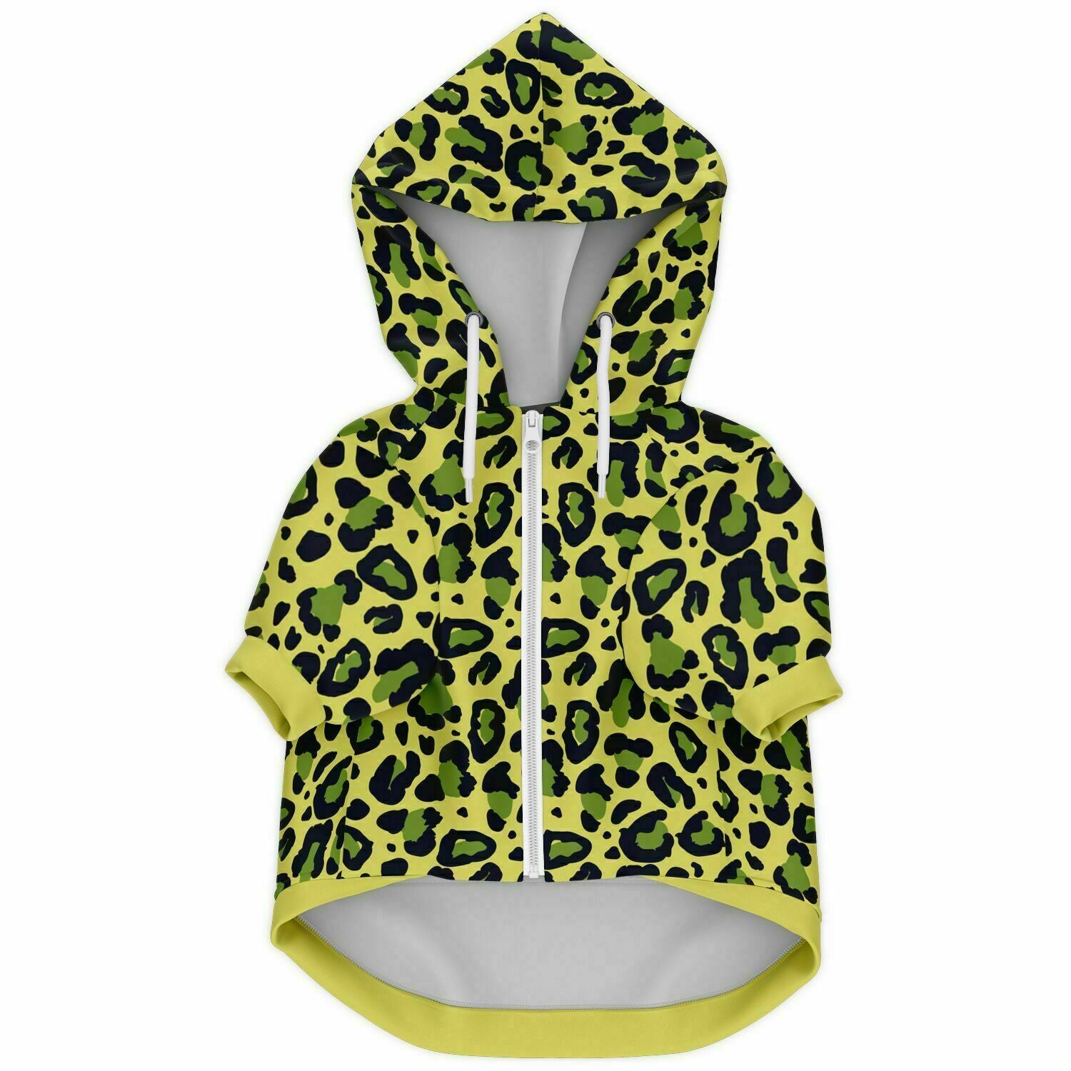 Front preview of Lime Leopard dog hoodie.