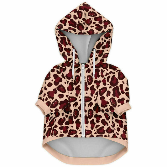 Front preview of Lipstick Leopard dog hoodie.