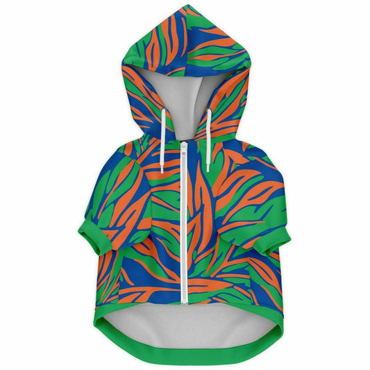 Front preview of Mint-Orange Leaf dog hoodie.