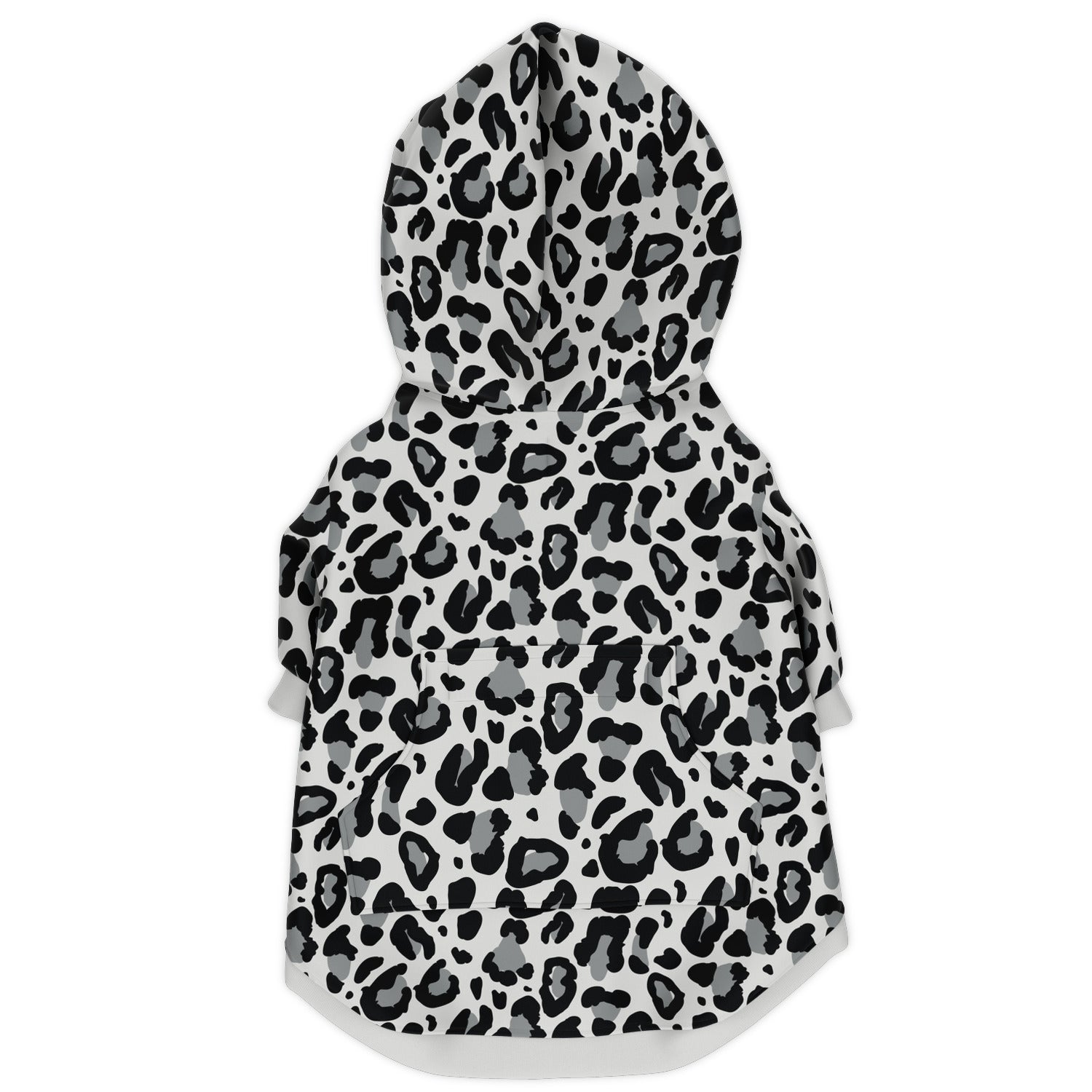 Back preview of Monochrome Leopard dog hoodie.