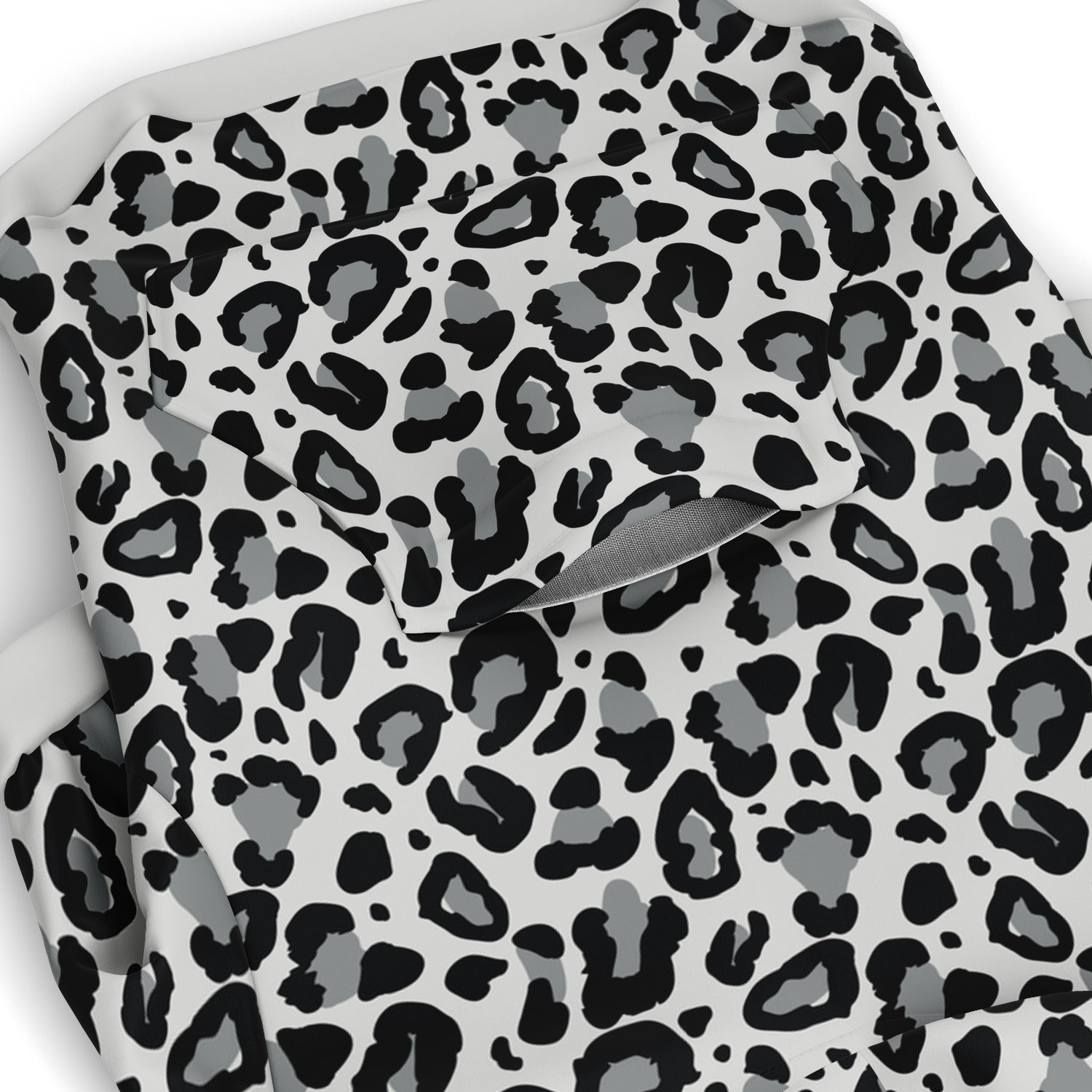 Pocket preview of Monochrome Leopard dog hoodie.