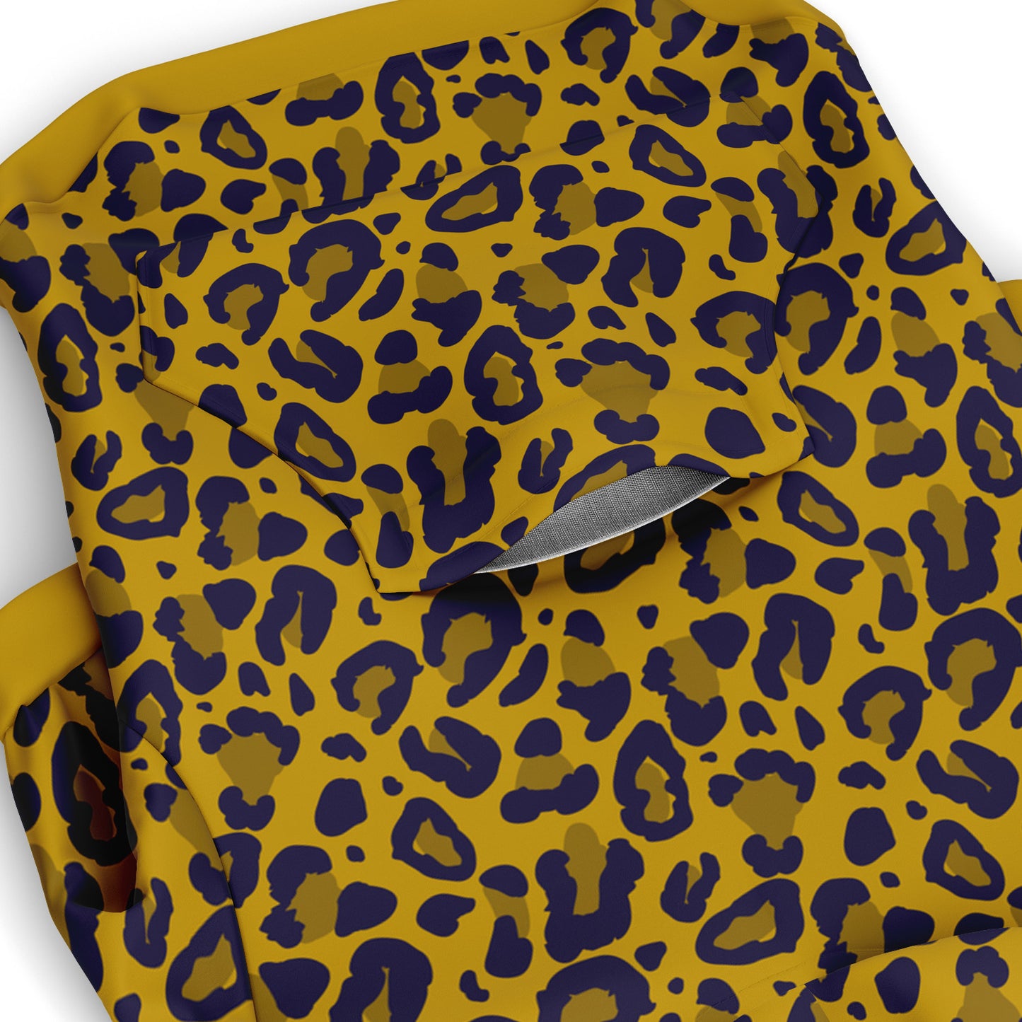 Pocket preview of Mustard Leopard dog hoodie.