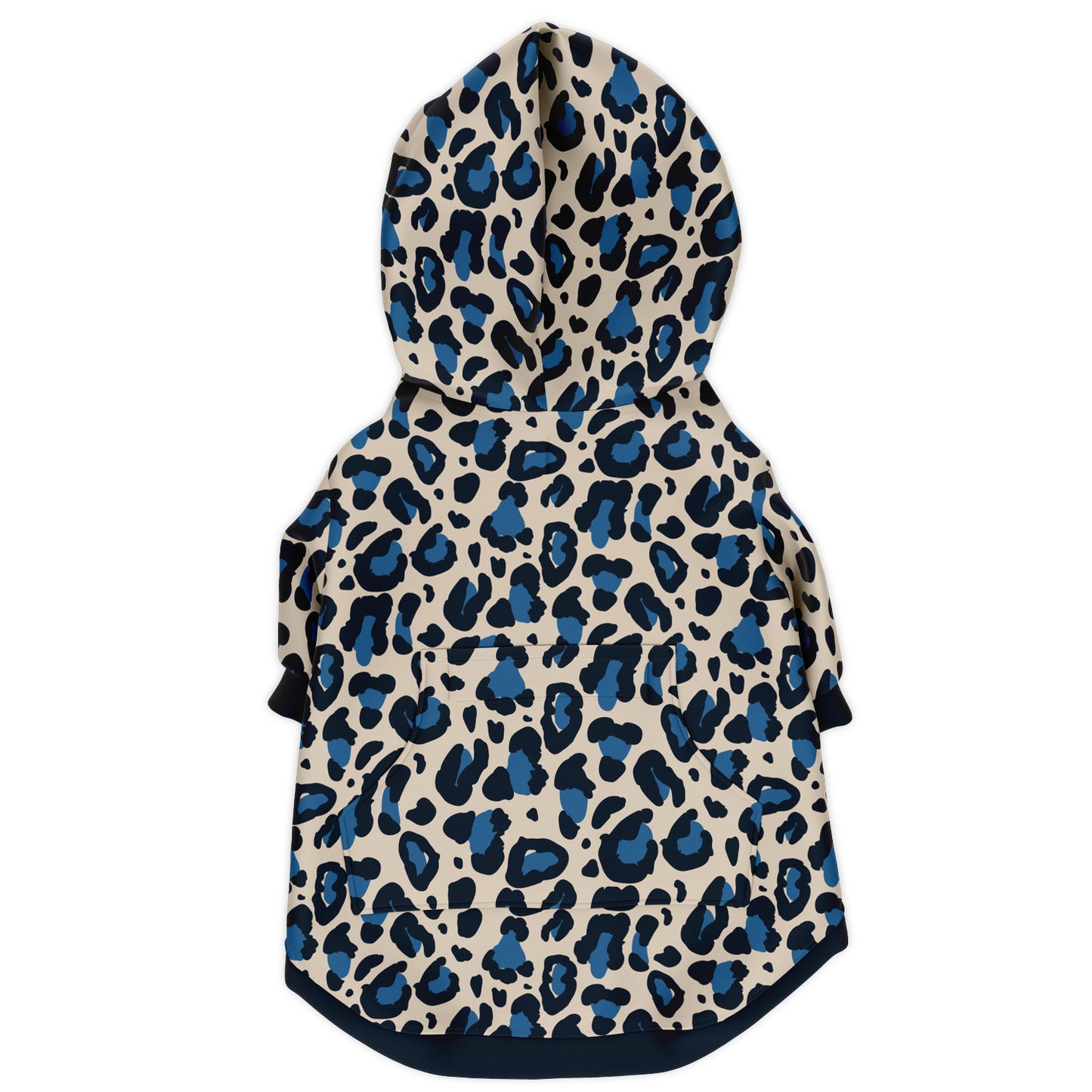 Back preview of Navy Leopard dog hoodie.