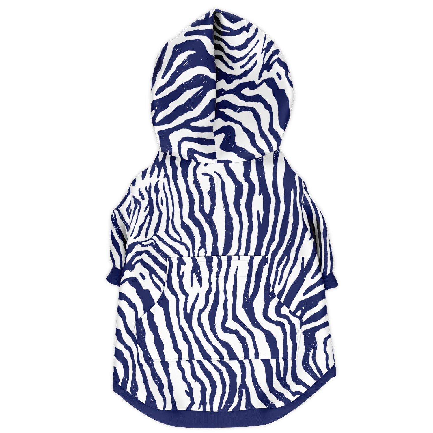 Back preview of Navy Zebra dog hoodie.