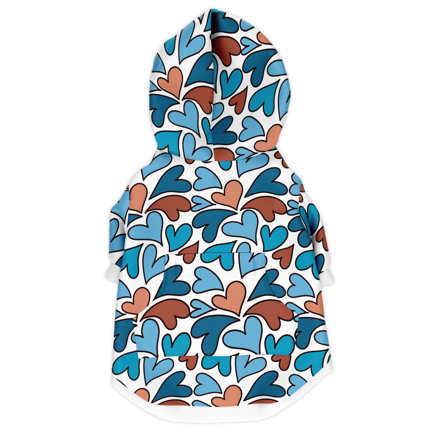 Back preview of Ocean-Breeze Hearts dog hoodie.