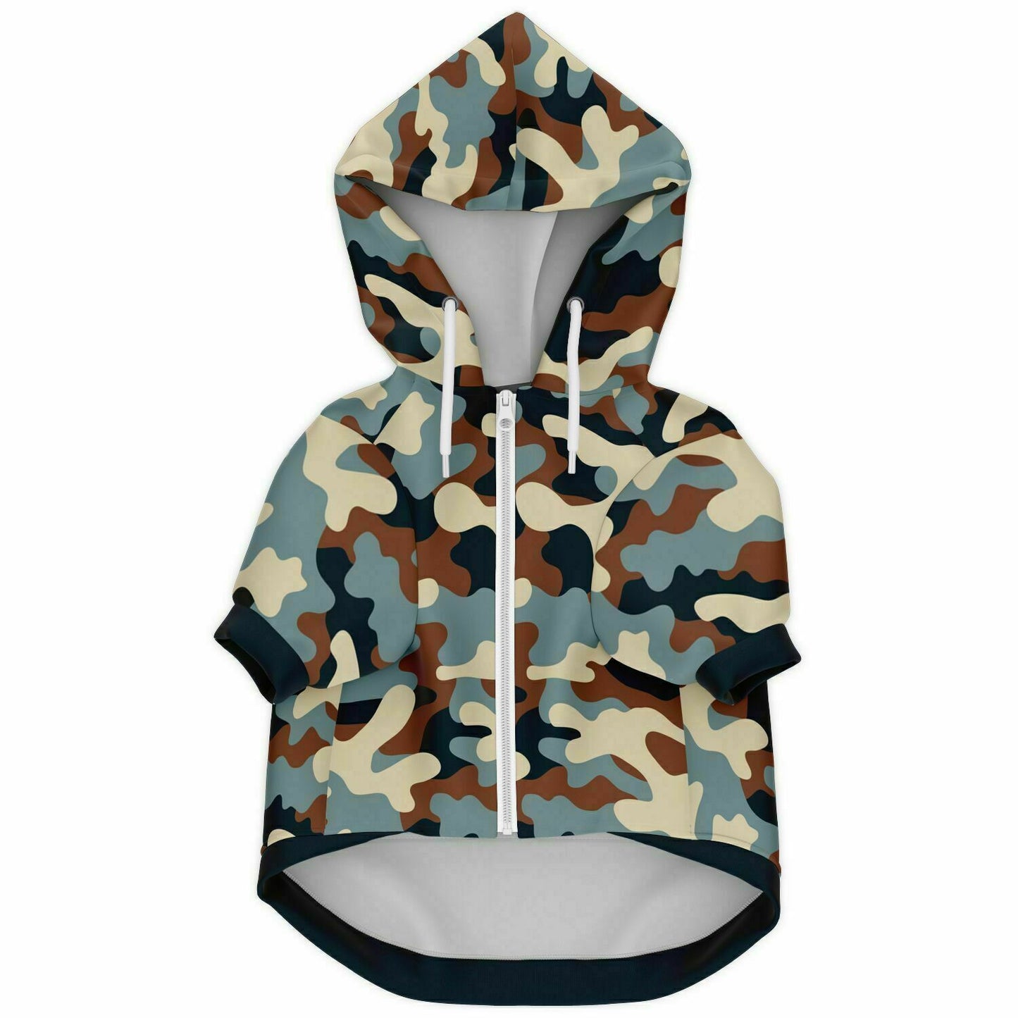 Front preview of Ocean-Desert Camo dog hoodie.