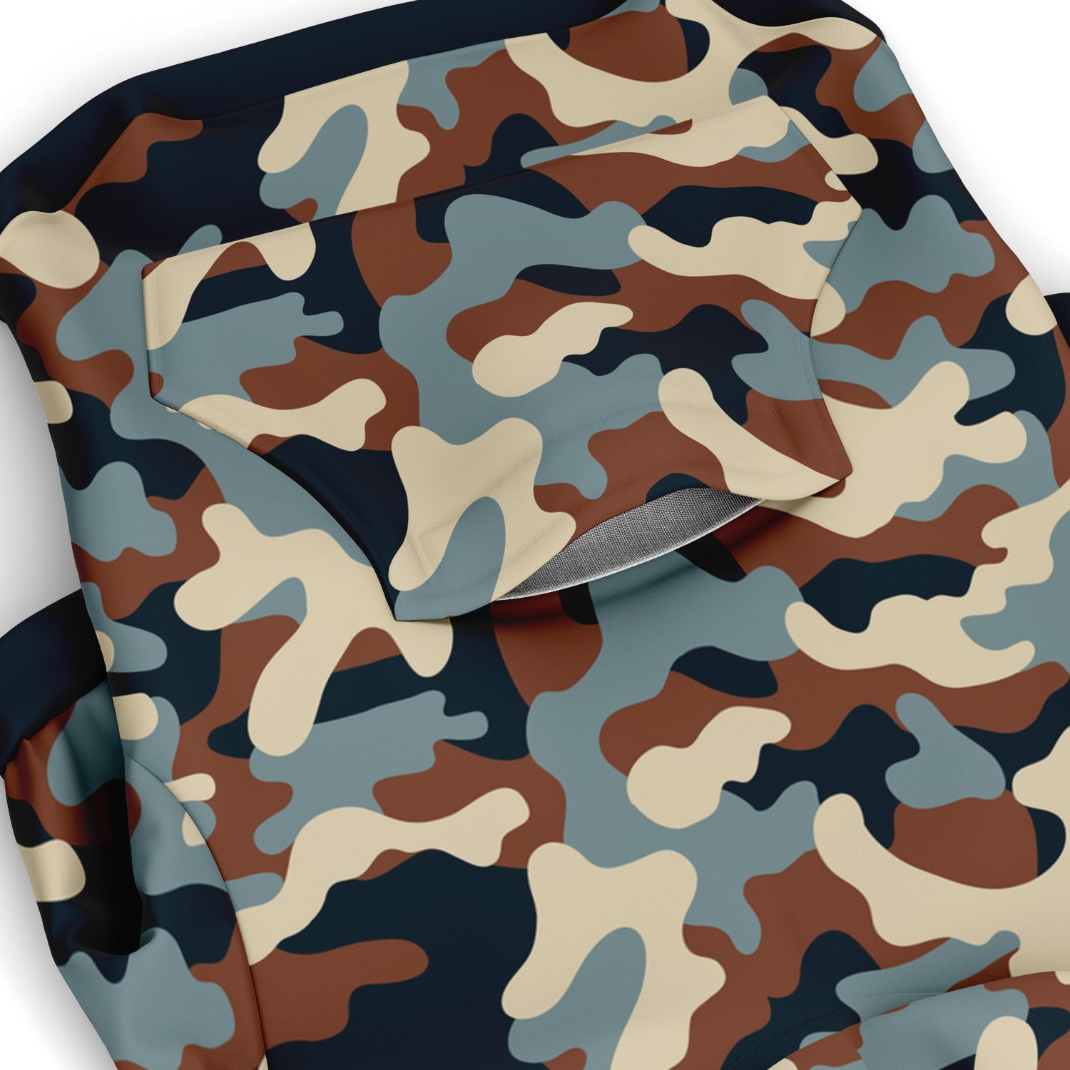 Pocket preview of Ocean-Desert Camo dog hoodie.