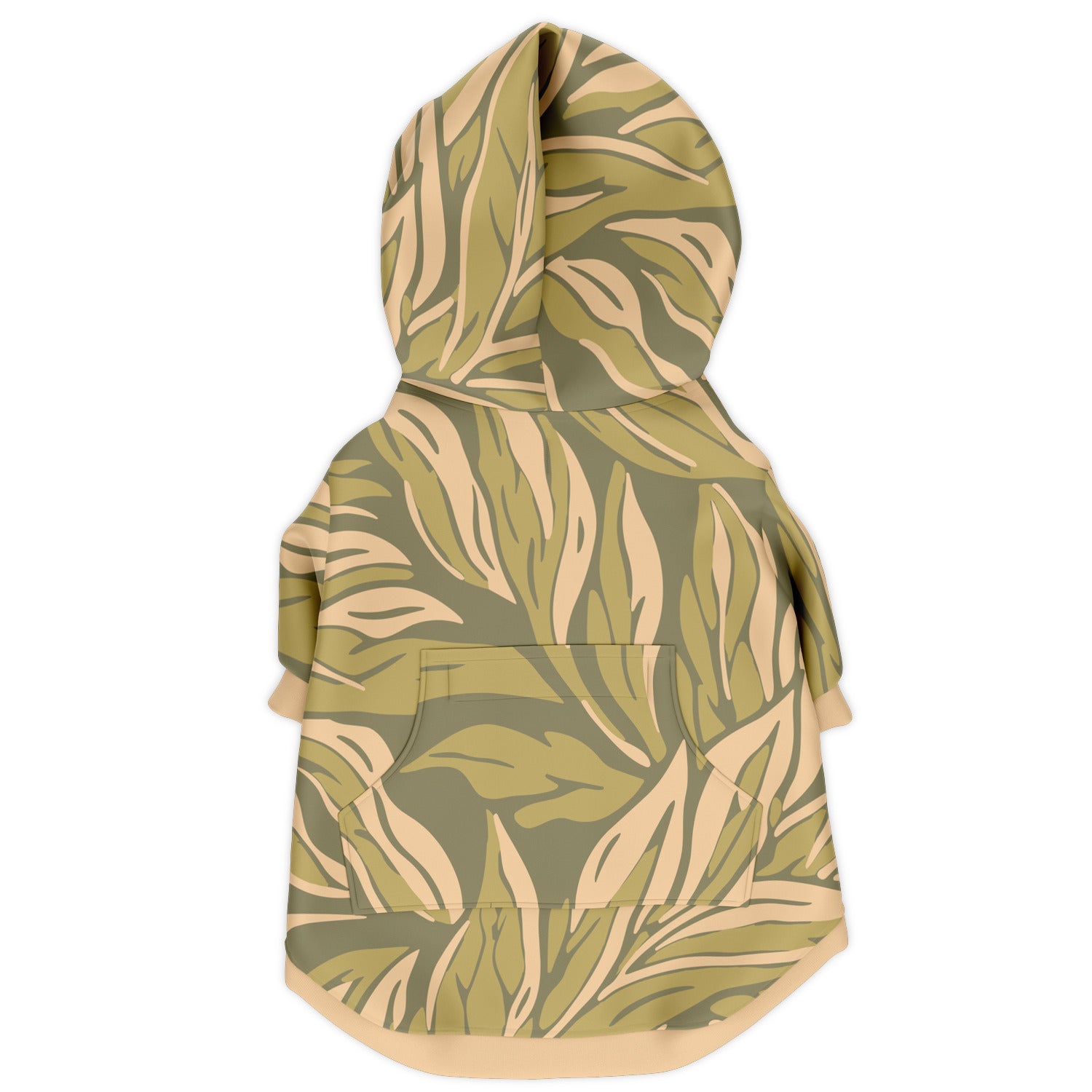 Back preview of Olive Leaf dog hoodie.