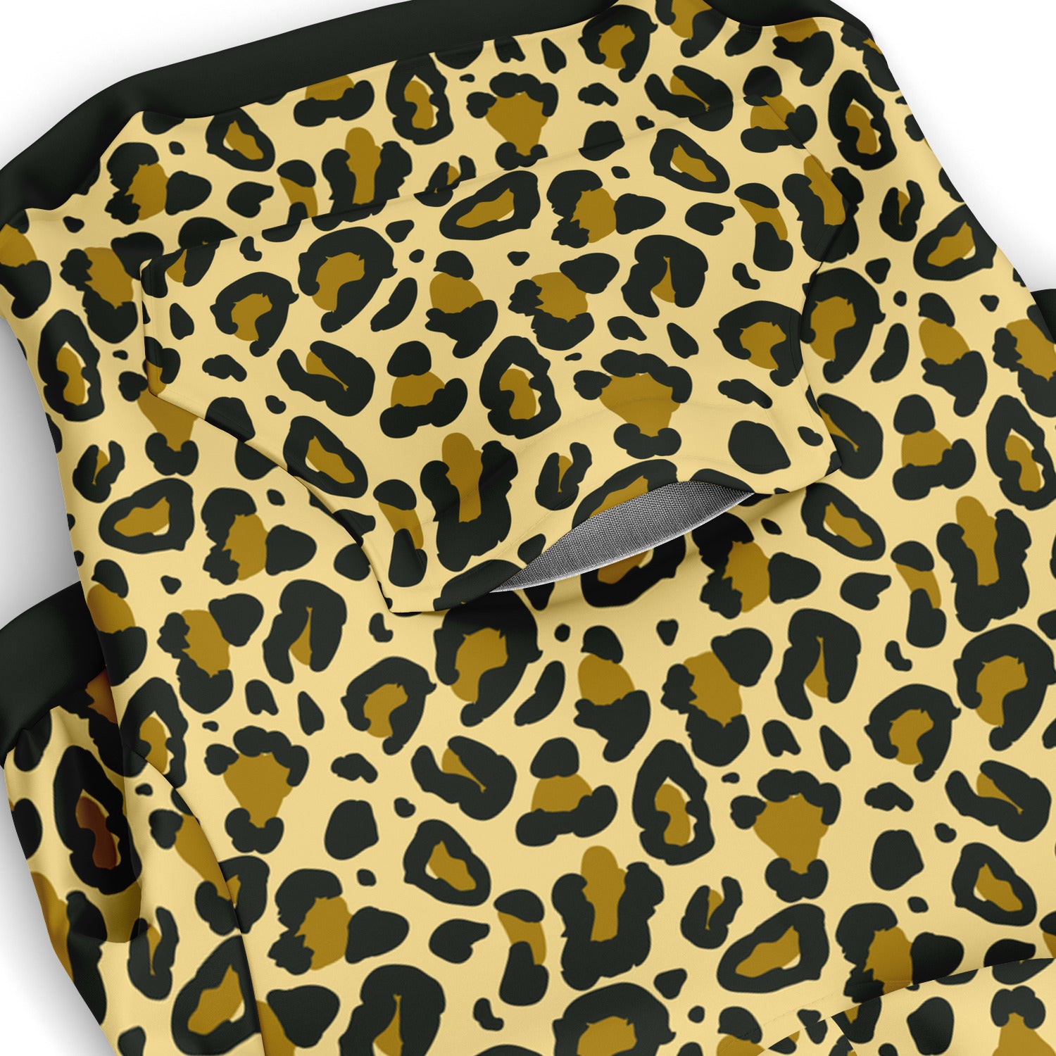 Pocket preview of Olive Leopard dog hoodie.